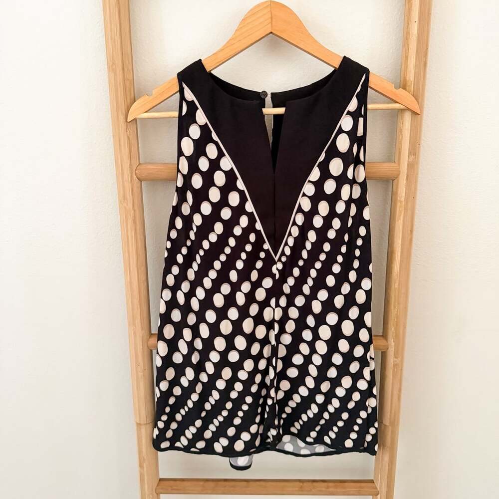 Animale Brazil Black White Polka Dot Sleeveless V-Neck Blouse Top 40 (US Medium)
